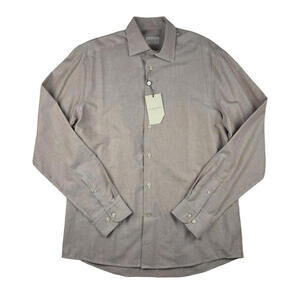 Jack Victor Abott Striped Button-Up Shirt Cotton Brown White Size L